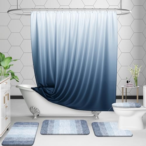 OLANLY Luxury Toilet Rugs U-Shaped 24x20, Soft Absorbent Microfiber Mat - color: Blue, size: 24" X 20" Contour Rug
