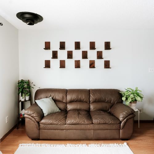 Daniel's Plants 3 Pack Midcentury Modern L Shaped Floating Shelves | Wall Mounted Plant Shelf Kit | Solid Wooden Shelf | 3 Shelves (Woodland Brown) - color: Woodland Brown