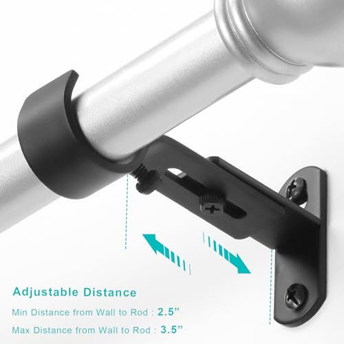 Adjustable Curtain Rod Brackets, Metal Window Drapery Rod Hanger Holders Hooks for 1 inch Rods (Black, Set of 3) (Pack of 2) - color: Black, size: Set of 3 (Pack of 2)