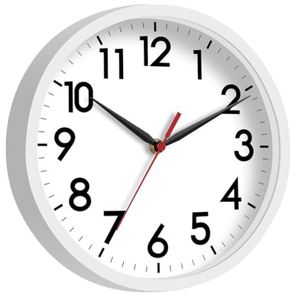 AKCISOT 8 Inch Wall Clock, Silent Battery Operated Analog Clock, White - color: C_white, size: 8 Inch