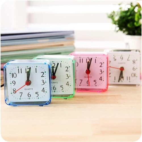 Transparent Mini Square Alarm Clock, Silent, Digital, for Desk, Table, Bedroom, Large Display for Elderly, Home Decor