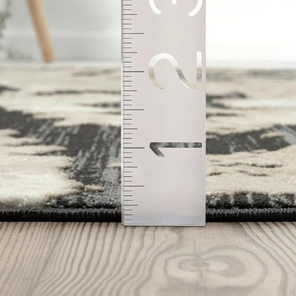 Abani Black and Cream Area Rug | 9' x 12' Tan and Beige Abstract Pattern | Perfect for Living Room and Bedroom | Terra Collection - color: Grey, size: 9' x 12' (Rectangular)