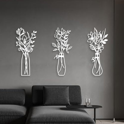 Zzbakress 3 Pieces Metal Flowers Wall Art for Bathroom White - color: White