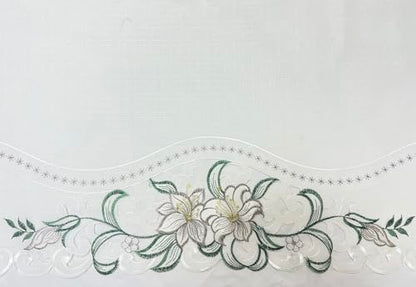 GOHD Lily Fragrance 3pcs Colorful Embroidery Kitchen Cafe Curtain Set.Taupe - color: Taupe