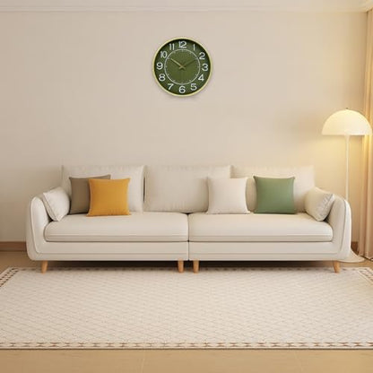 HZDHCLH 12 Inch Modern Wall Clock Battery Operated Silent Non Ticking - color: Green and Gold, size: 12 Inch