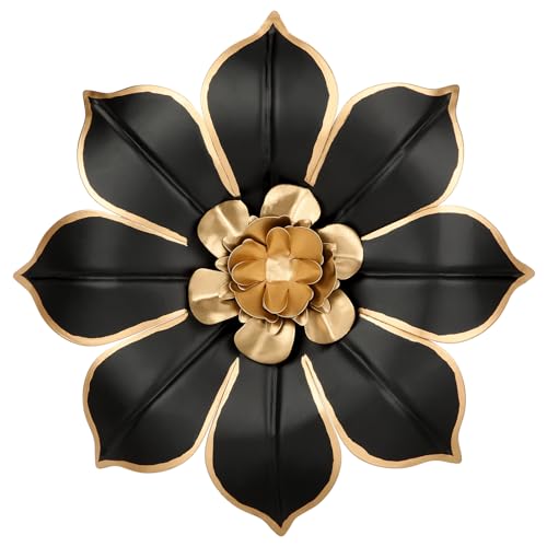 Villa Como 10" Green and Gold Metal Flowers Wall Art Decor Wall Accent 1PC - color: # 1 Black and White