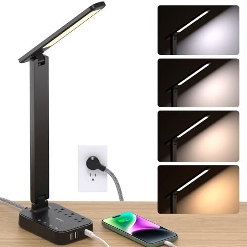 Addtam LED Desk Lamp with 4 Modes for Home Office College Dorm Essentials - color: Black, size: 5 FT