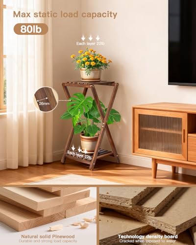 Wood Tiered Plant Stand Indoor,Corner Plant Shelf for Indoor Plants
