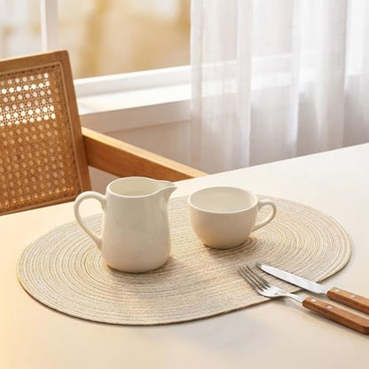 Placemats Set of 8, Woven Oval Braided Dining Table Mats(Beige) - color: Beige, size: 8 pcs