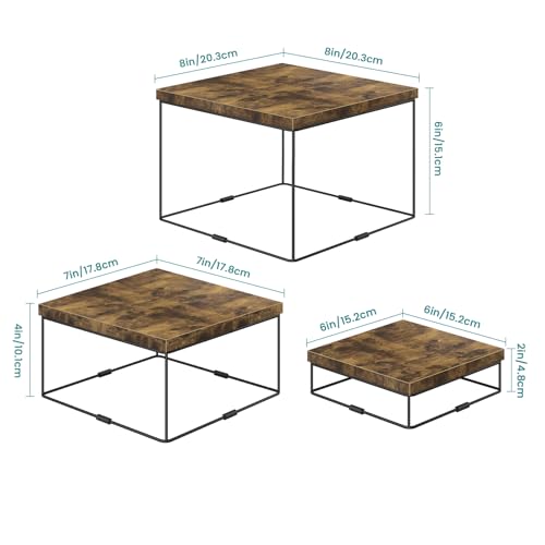 ELITEROO Buffet Risers and Stands, 3 Tier Wood Display Risers, Rustic Brown - size: 6"x7"x8"