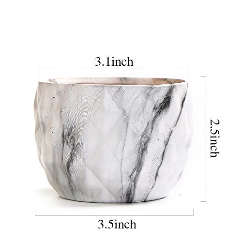 Sun-E Ceramic Succulent Pots, 3.35 Inch Marbled Flower Pots, Set of 4