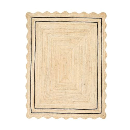 RUGSWEAVE Wave Scalloped Jute Runner Handwoven Hallway Runner Black 2'x6' - color: Black, size: 2'x6'