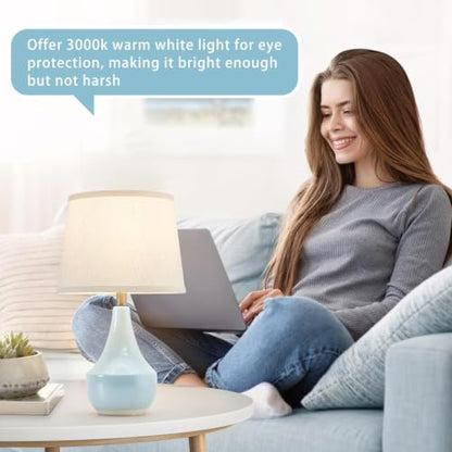 GyroVu 18" Table Lamp Set of 2, Ceramic Lamp Classic Beside Lamps Nightstand Lamp Modern Cute Lamp for Living Room, Bedroom & Office Rocker Switch Sky Blue-LED Bulbs Included - color: 18.63" Blue