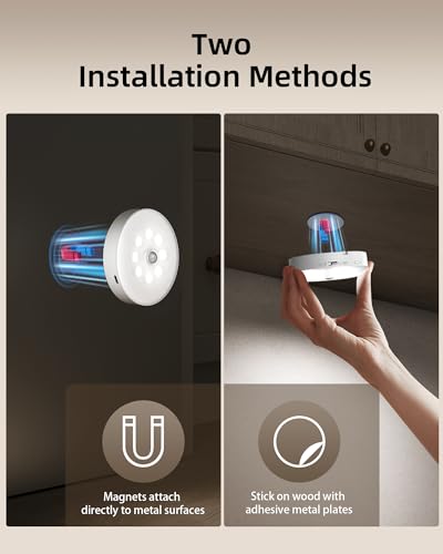 EZVALO RGB Puck Lights with Charging Station, Motion Sensor Cabinet Lights - color: White