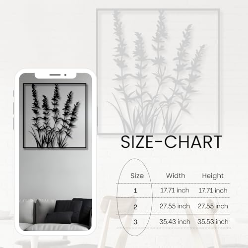 Metal Wall Decor | 17'' x 17'' x 0.05'' Lavender Art Themed Wall Decorations | Handmade Indoor and Outdoor Wall Art (17'' x 17'', Lavender, Black) - size: 17'' x 17'', style: Lavender