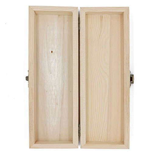 Plain Unfinished Wood Pencil Box, Unpainted Rectangle DIY Artist Tool and Brush Storage Box Case with Locking Clasp, Small - color: Natural