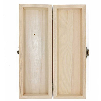 Plain Unfinished Wood Pencil Box, Unpainted Rectangle DIY Artist Tool and Brush Storage Box Case with Locking Clasp, Small - color: Natural