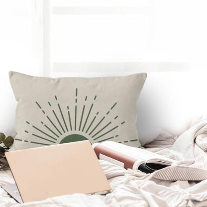 HIWX Boho Throw Pillow Covers, Sage Green Decorative Pillows, Boho Sun for Bed Room Home Bohemian Decor, 12x20 Green Pillow