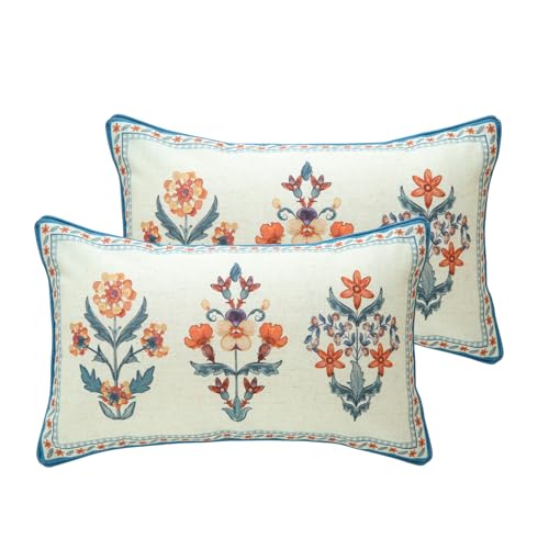 ISAENNE Designer Rectangle Throw Pillow Cover,Set of 2,20"x12" - color: Floralsea a, size: 20" x 12" (Pack of 2)