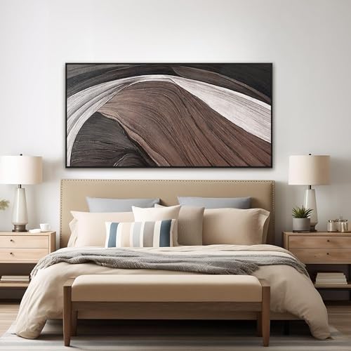 Framed Brown Abstract Canvas Wall Art For Living Room 24 X 48 - color: SaddleBrown black, size: 48"L x 24"W