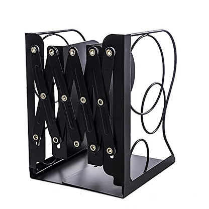 Adjustable Bookends Metal Book Ends for Heavy Book Holder - color: Black-round