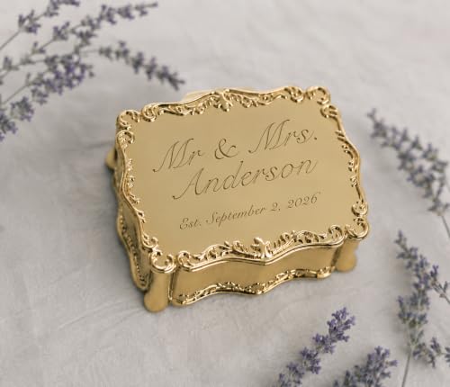 Cherished Moments Personalized Rectangle Jewelry Box with Message - color: Gold Custom Message