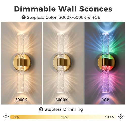 Battery Operated Wall Sconces Set of 2, 10000mAh Rechargeable Wall Light - color: Gold, size: 12 inch