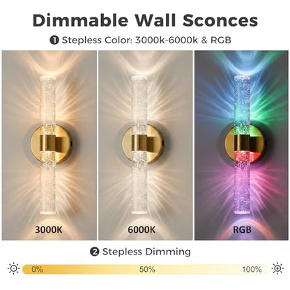 Battery Operated Wall Sconces Set of 2, 10000mAh Rechargeable Wall Light - color: Gold, size: 12 inch