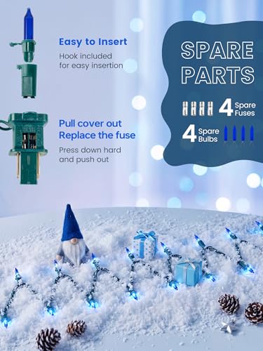 Blue Christmas Lights,13FT 50 Count Mini Clear String Lights - color: Blue(Green Wire), size: 50 count