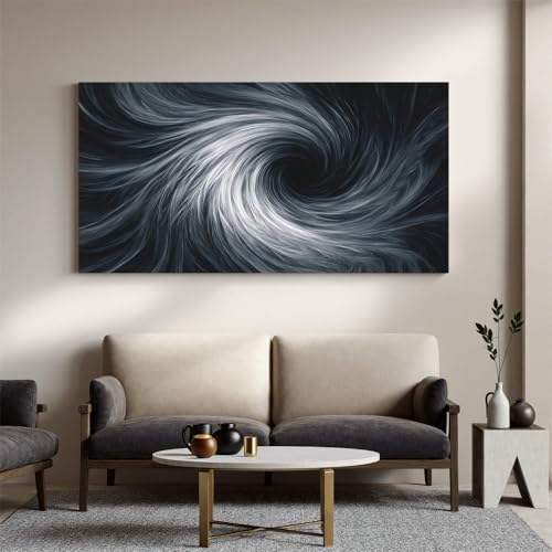YISXINOAG Black White Abstract Wall Art Modern Spiral Painting 24"X48" - color: black white, size: 48"L x 24"W