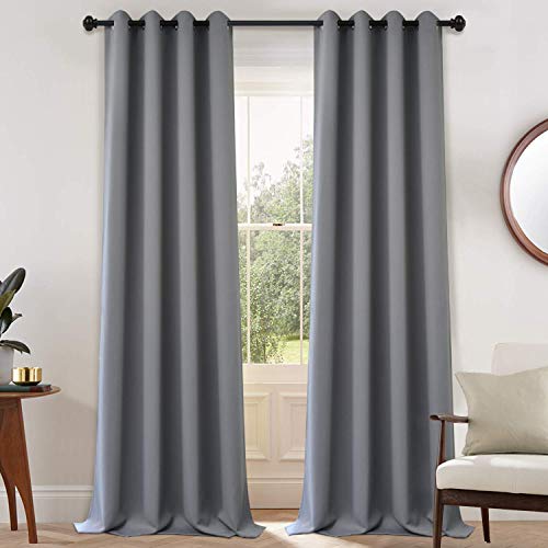 Yakamok Grey Room Darkening Curtains 52x108 inch Gray Grommet-Living Room - color: Grey, size: 52"W x 108"L (Pack of 2)