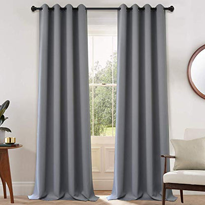 Yakamok Grey Room Darkening Curtains 52x108 inch Gray Grommet-Living Room - color: Grey, size: 52"W x 108"L (Pack of 2)