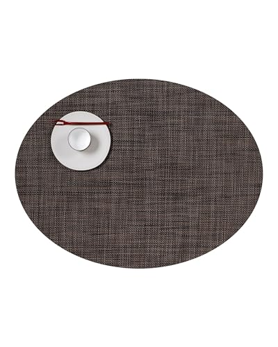 Chilewich Mini Basketweave Placemats, Woven Oval Placemats Set of 4 - color: Dark Walnut, size: 14"x19.25"