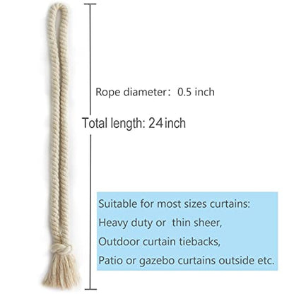 2 Pack Curtain Tiebacks Rope, Outdoor Curtain Tiebacks, Natural Cotton Curtain Ties, Village Rural Rustic Curtain Holdbacks, Farmhouse Nautical Curtain Tie Backs Holders for Drapes, Beige - color: Beige Rope-l 2 Pack