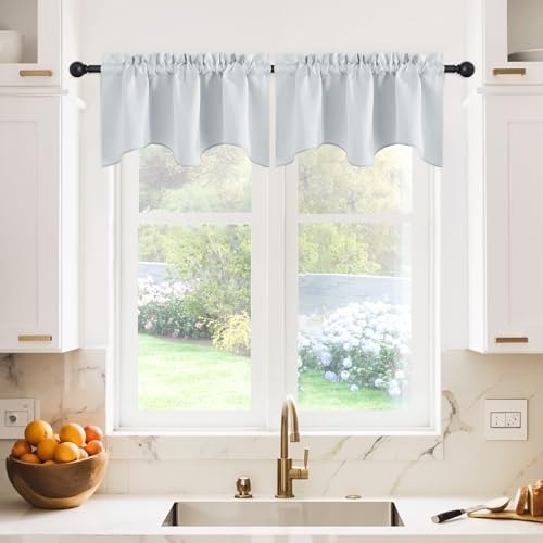 NICETOWN 2 Panels Greyish White Kitchen Valances for Windows, 42W x 18L - color: Greyish White, size: 42"W x 18"L (Pack of 2)