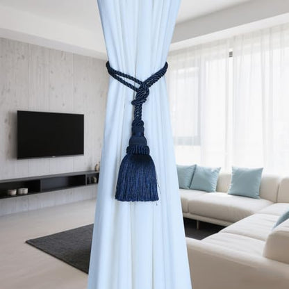 2 Pack Curtain Tie Backs Rope Tassels for Curtain Holdback - color: Navy, size: 2p