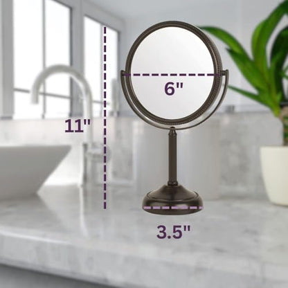 JERDON 6" Tabletop Makeup Mirror - 10X Magnification - Bronze - JP910BZP - color: Bronze