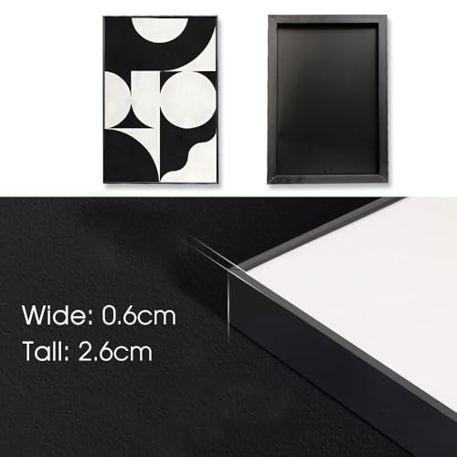 QKF Black White Crystal Textured Abstract Framed Canvas Wall Art Set - color: Black white black, size: 16" X 24" X 3 pieces