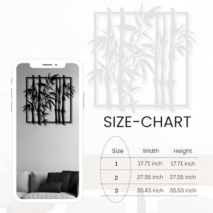 Metal Wall Decor | 17'' x 17'' x 0.05'' Bamboo Modern Art Themed Wall Decorations | Handmade Indoor and Outdoor Wall Art (Bamboo, Black) - size: 17'' x 17'', style: Bamboo