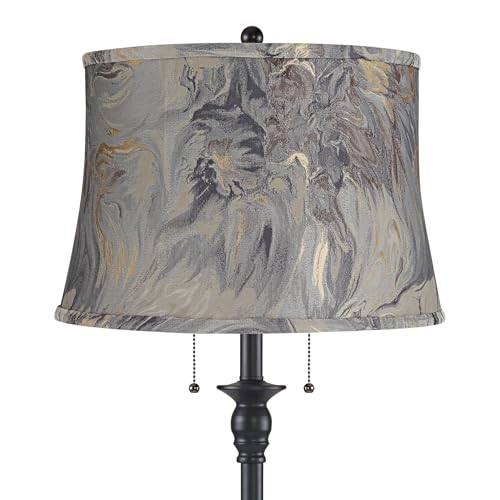 Dyna 58" Tall Black and Gray Swirl 2-Light Floor Lamp Living Room