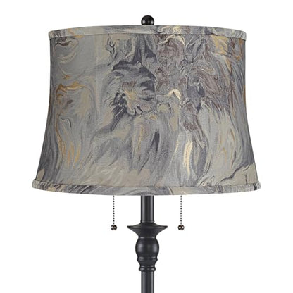 Dyna 58" Tall Black and Gray Swirl 2-Light Floor Lamp Living Room