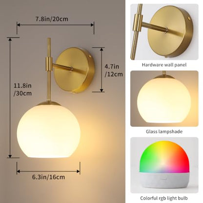 Battery Operated Wall Sconces Set of Two, Rechargeable, Gold - color: Gold
