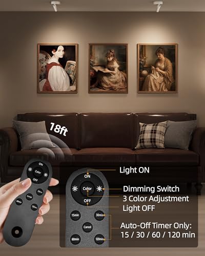 EZVALO Spot Lights Indoor, 5500mAh Rechargeable Picture Lights with Remote, Wireless Mini Art Accent Spotlights with Timer & Dimmable, 3-CCT, Uplights Indoor for Plants, Display (2-Pack-White) - color: White