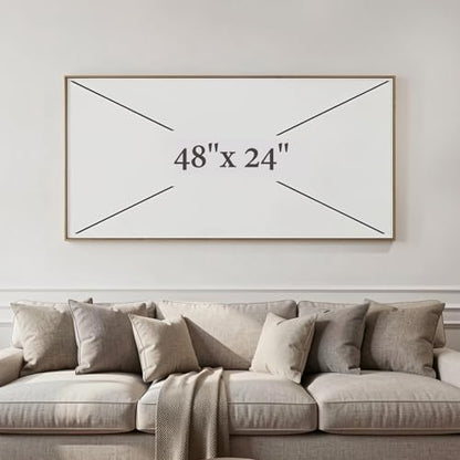 Wall Art Canvas Painting Blue and Yellow 24"x48" with Framed - color: 009-Metal, size: 48"L x 24"W