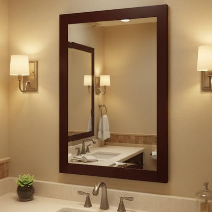 Alaterre Bathroom Vanity Mirror with Beveled Glass, Espresso, 24”x30” - color: Espresso