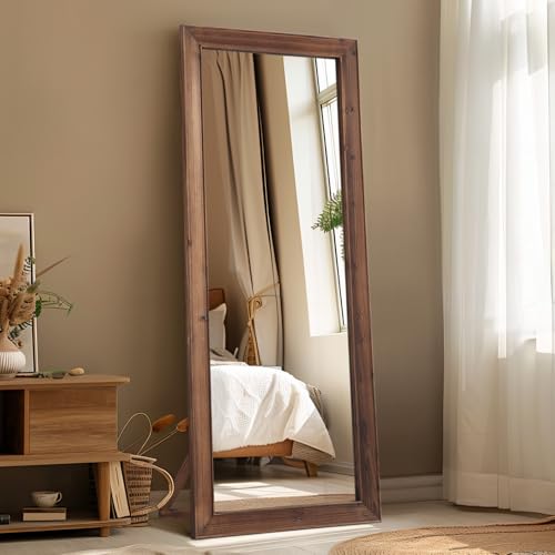MELOMOIR Rustic Farmhouse Full Length Mirror with Solid Wood Frame 56"x21" - color: Wood, size: 56"L x 21"W