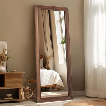 MELOMOIR Rustic Farmhouse Full Length Mirror with Solid Wood Frame 56"x21" - color: Wood, size: 56"L x 21"W