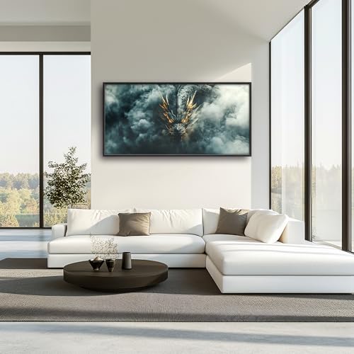 Chinese Dragon Large Wall Art Framed Wall Decor for Living Room Asian Dragon Pictures Oversized Canvas Print Painting Modern Extra Large Framed Artwork for Bedroom Office Home Decor 60"x30" - color: Black Dragon, size: 60"L x 30"W
