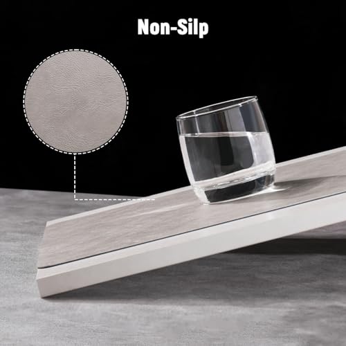 Vinyl Placemats Set of 4, Dual Sided Place Mats with Drink Coasters - color: Black/Light Gray Two-tone, size: Set of 4