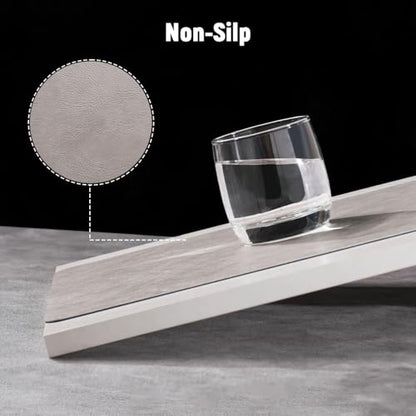 Vinyl Placemats Set of 6, Dual Sided Place Mats with Drink Coasters - color: Black/Light Gray Two-tone, size: Set of 6